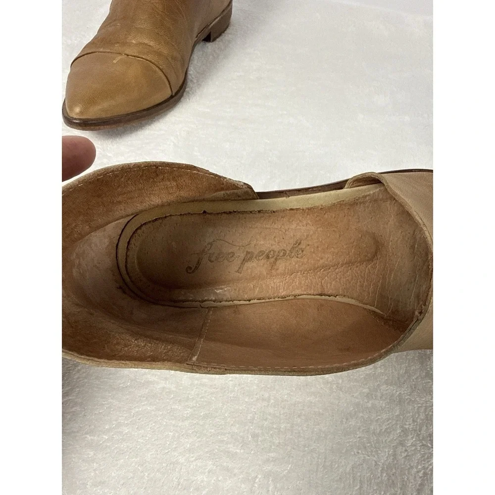 Free People Brown Leather Pointed Toe Mule Slip On Flats Women sz 37. (US 6.5)